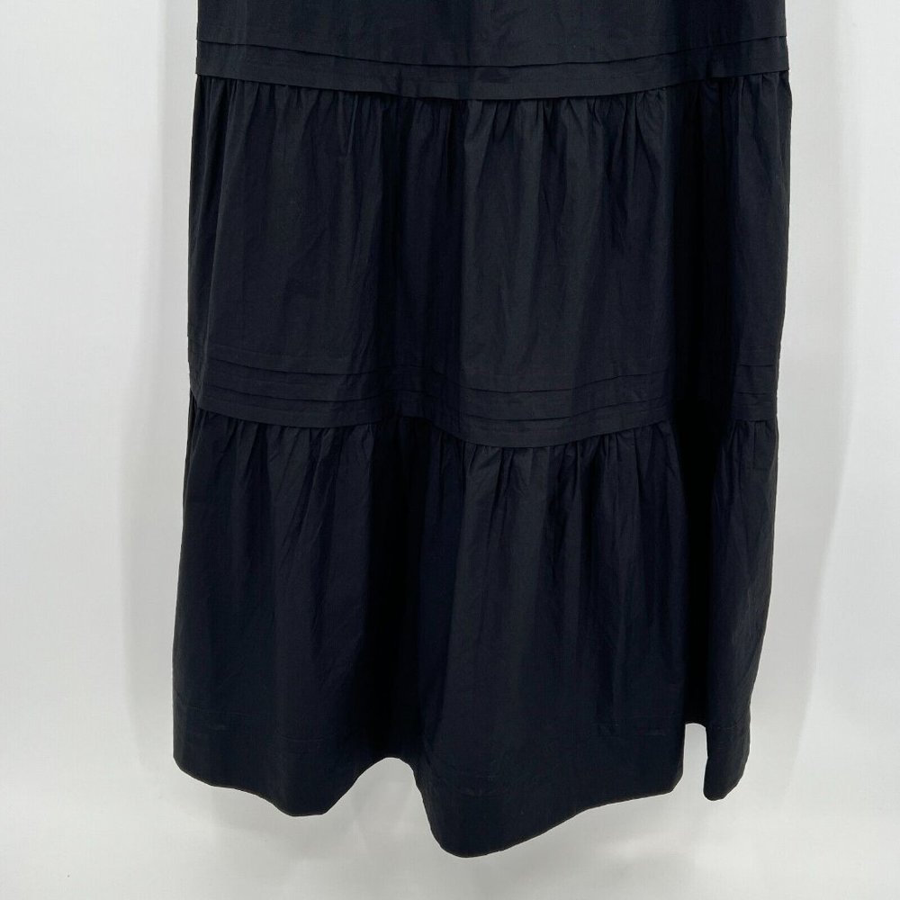 Quince Black Organic Cotton Tiered Maxi Dress sz XS Womens Pockets Poplin Fabric - Picture 4 of 7